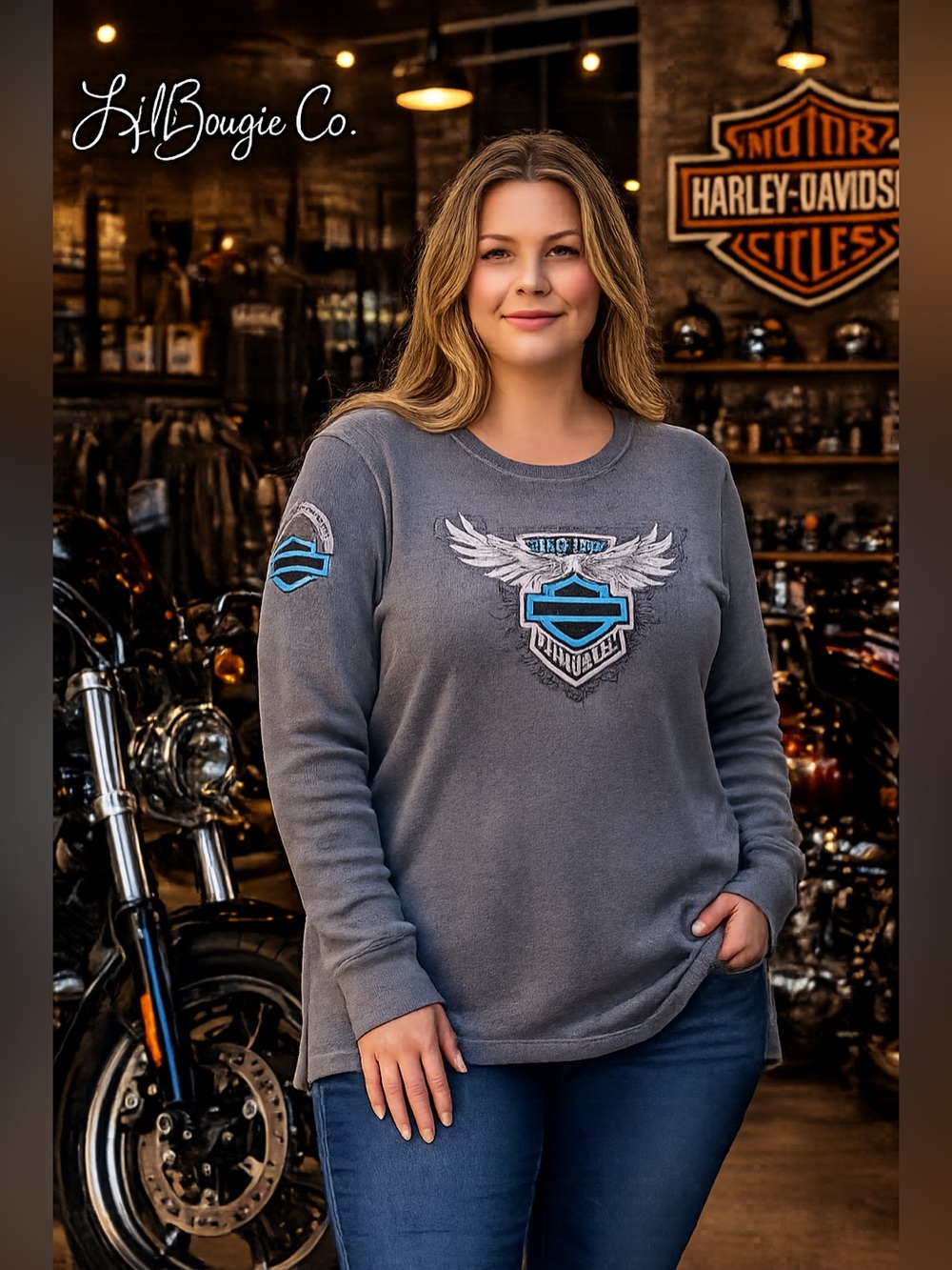 Harley Davidson Panama City Beach FL Waffle Knit Thermal Top | Size 3XL EUC